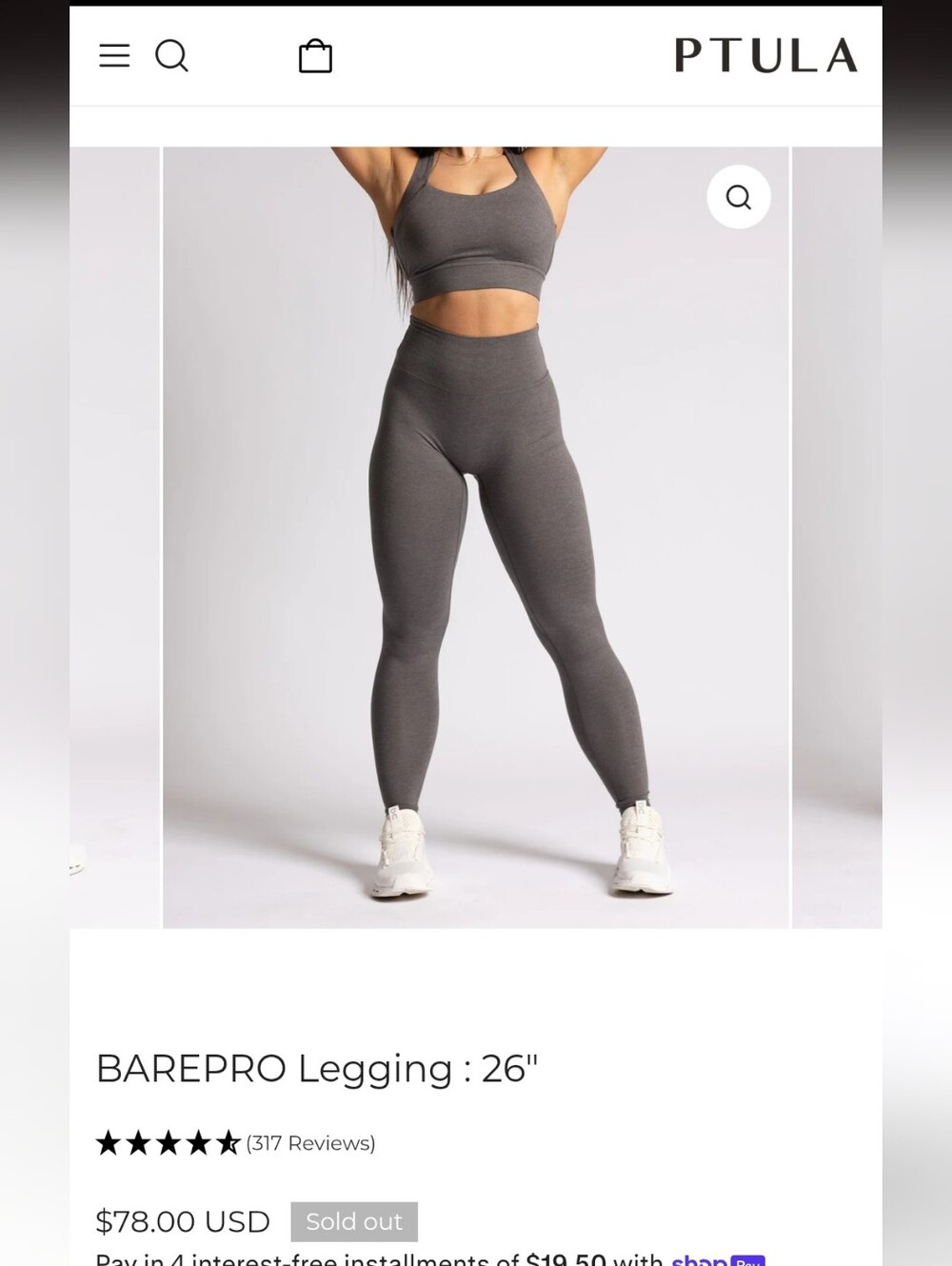 P'tula BAREPRO Legging in Charcoal Gray